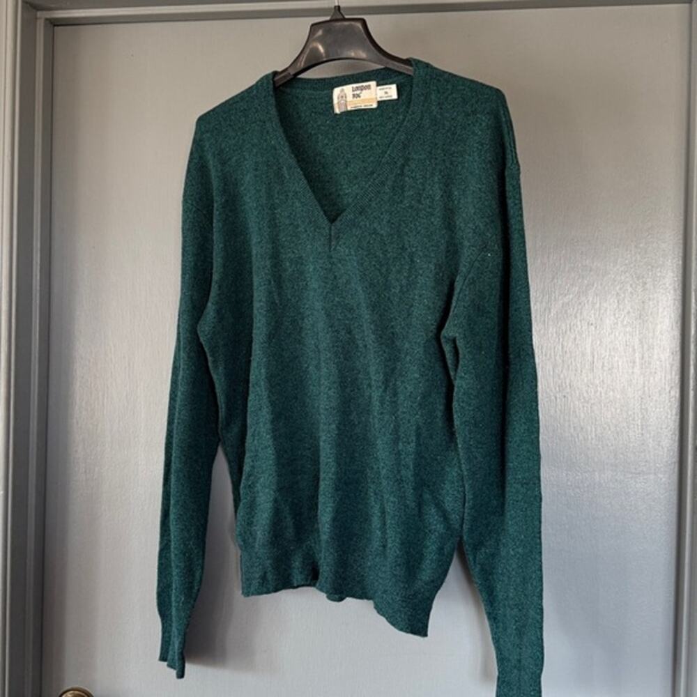 London Fog Men's Green Pullover Sweater V-Neck sz XL Long Sleeves